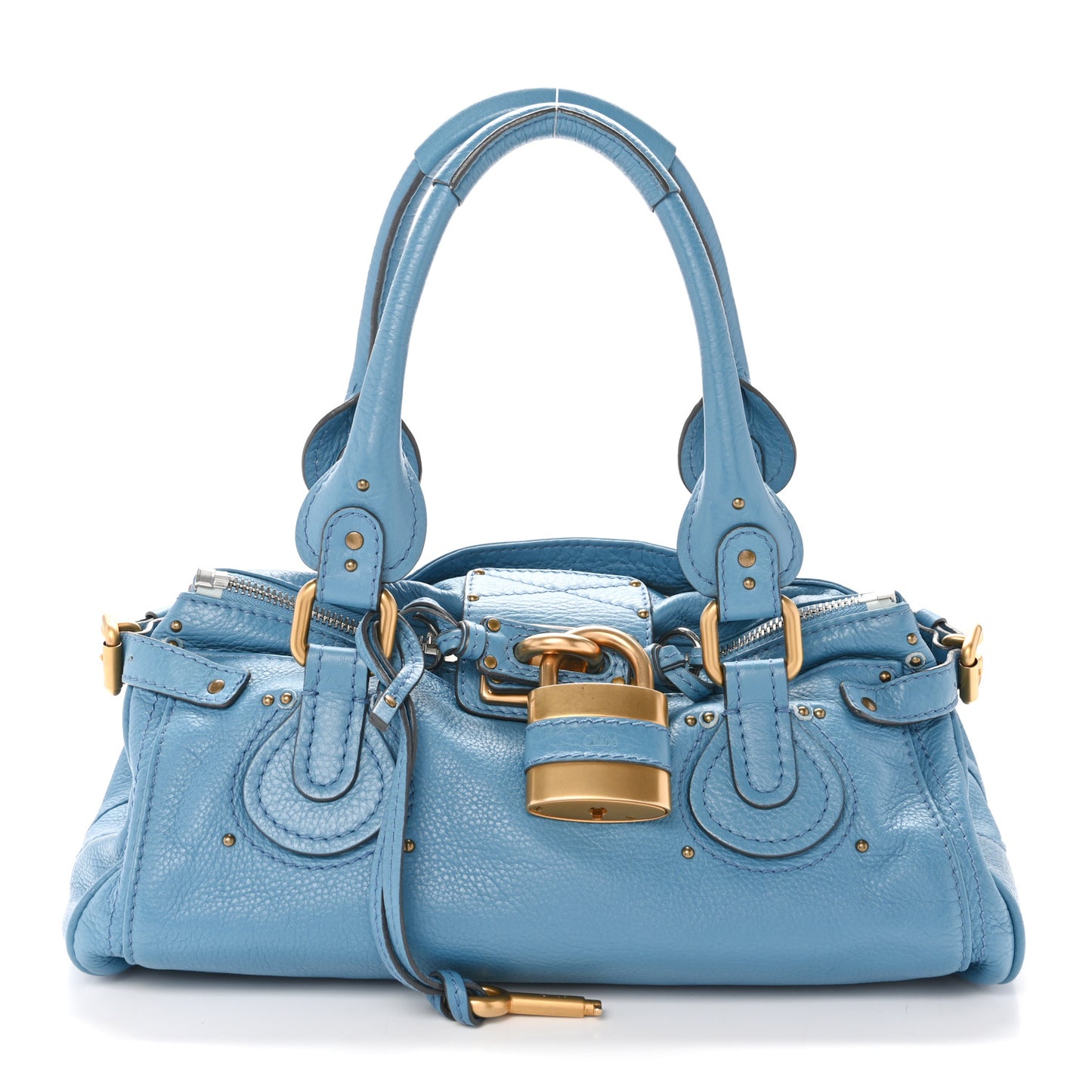 Calfskin Medium Paddington Satchel Light Blue