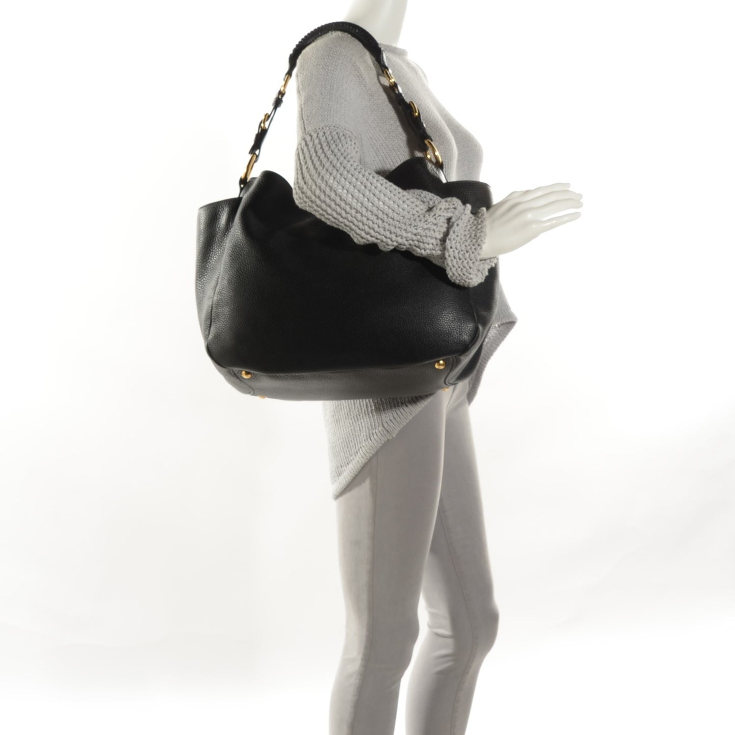 Vitello Daino Side Pocket Hobo Nero Black