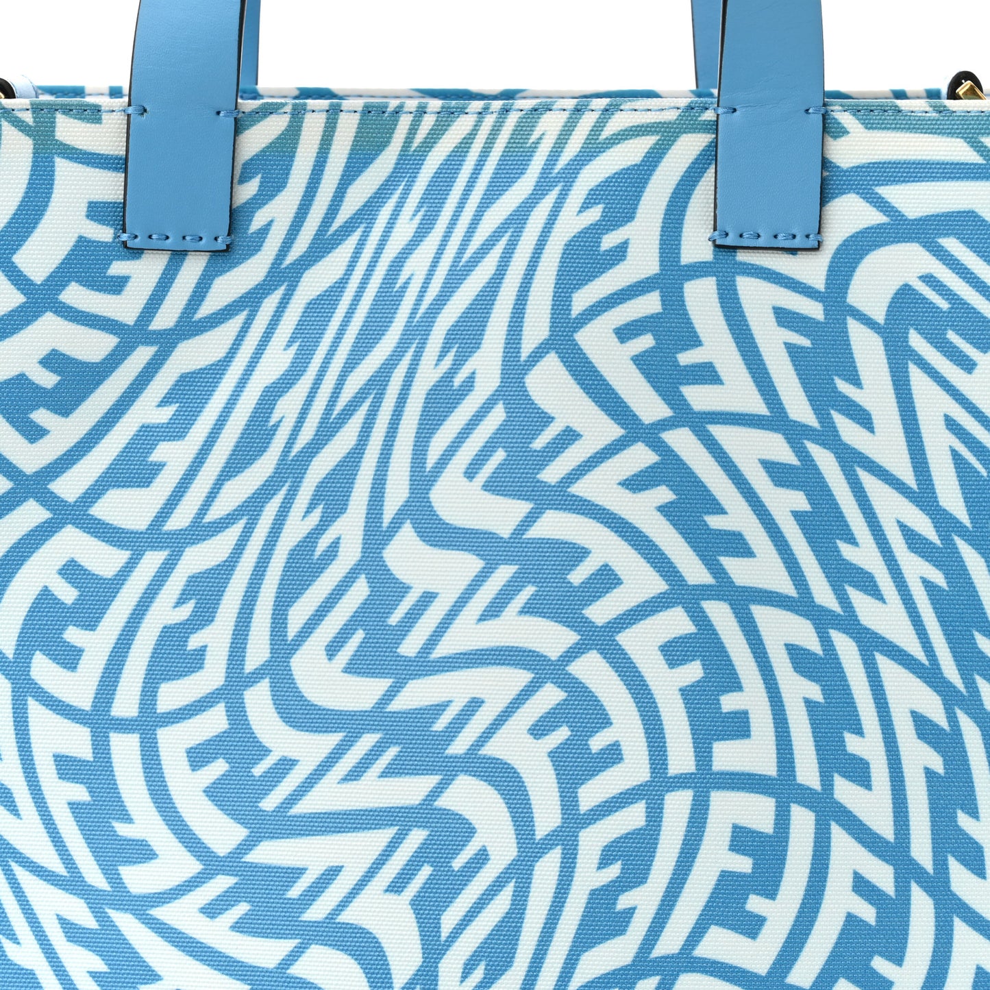 X SARAH COLEMAN Glazed Canvas Vitello King FF Vertigo Shopping Tote Bag Cyber Blue White