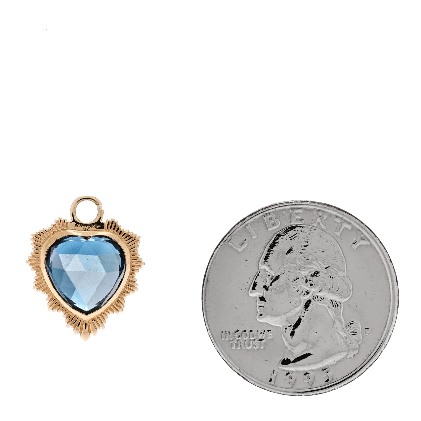 18K Yellow Gold London Blue Topaz Heart Love Medallion Pendant