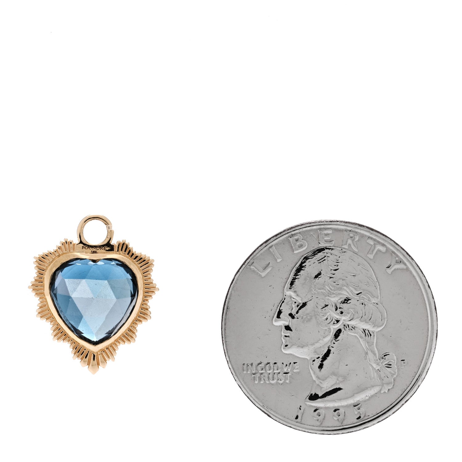Foundrae 18K Yellow Gold London Blue Topaz Heart Love Medallion Pendant 2 of 4