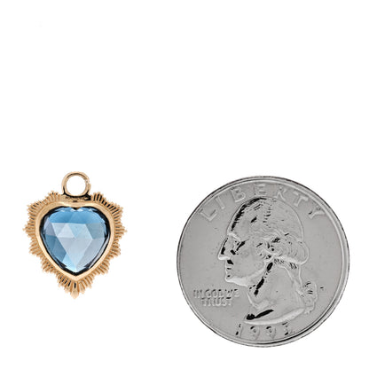 Foundrae 18K Yellow Gold London Blue Topaz Heart Love Medallion Pendant 2 of 4
