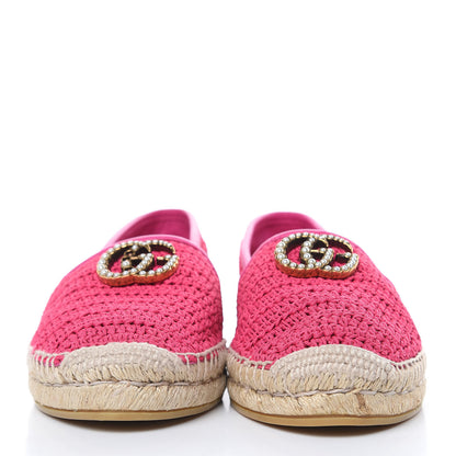Gucci Cotton Crochet Pearly GG Marmont Espadrilles 39 Cyclamen Rose 2 of 10