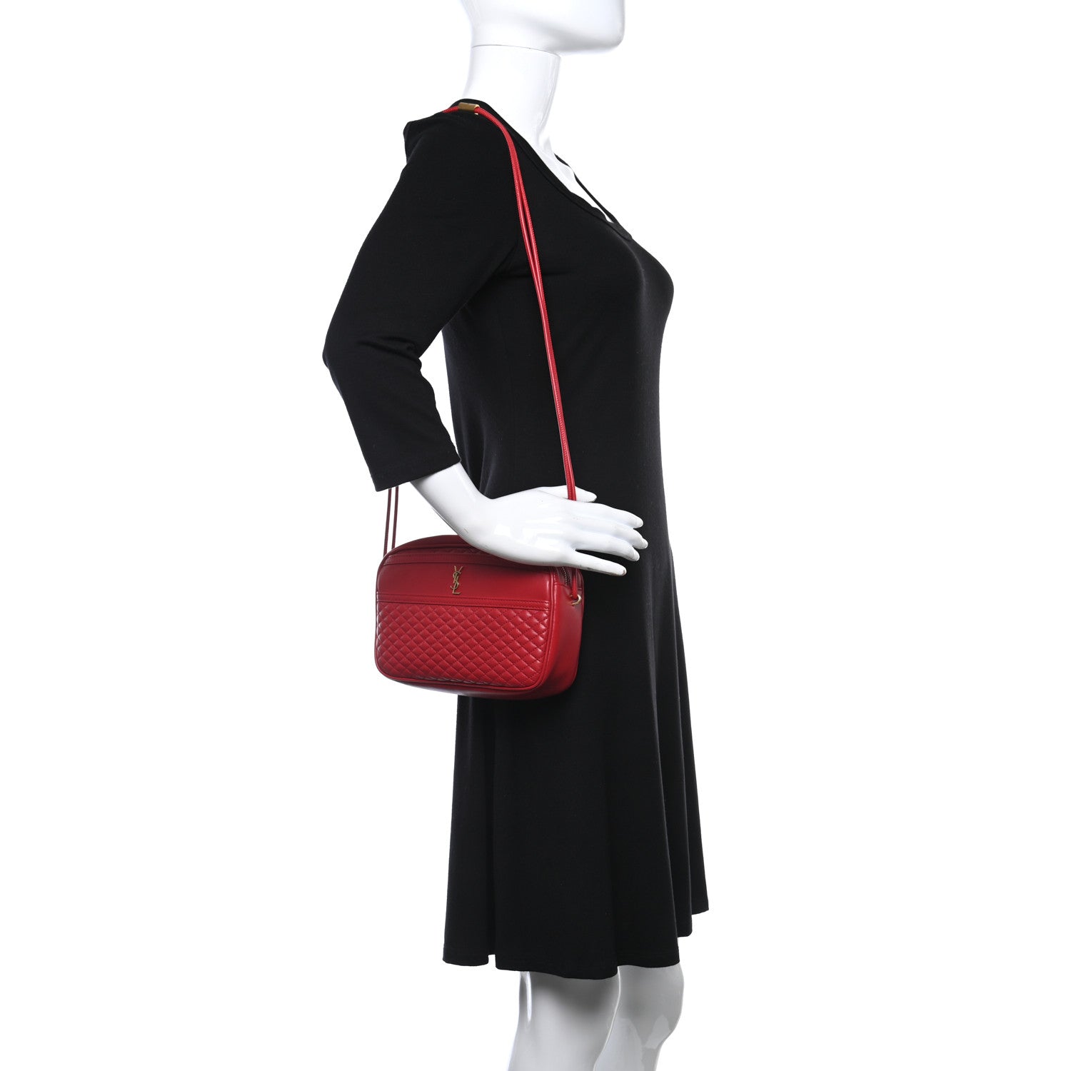 Saint Laurent Lambskin Quilted Monogram Victoire Camera Bag Rouge Eros 2 of 10