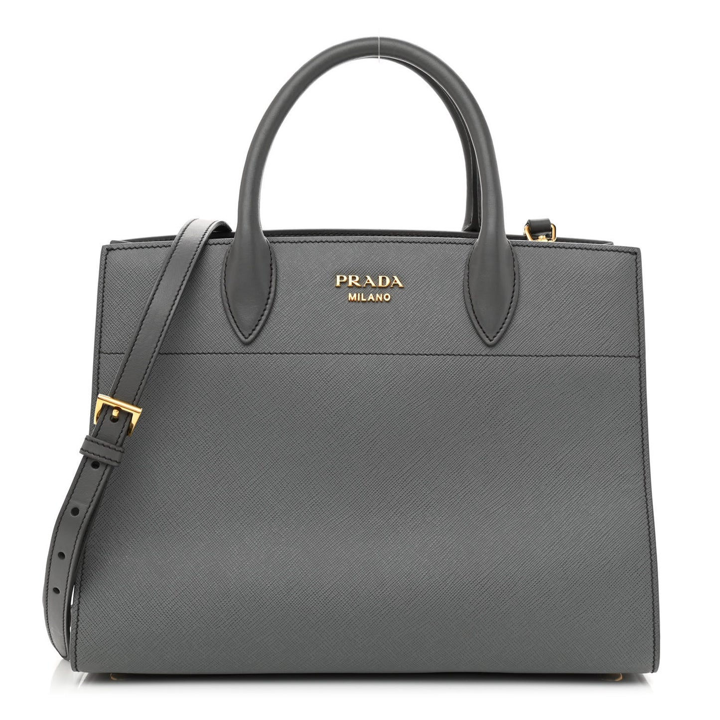 Saffiano City Calfskin Medium Bibliothèque Top Handle Mercurio