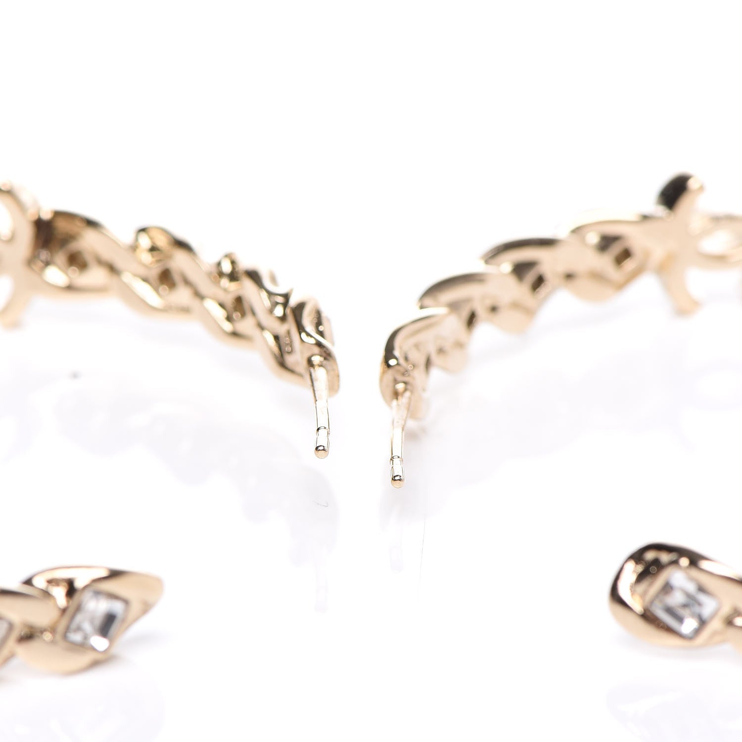 Chanel Crystal CC Hoop Earrings Gold 5 of 7