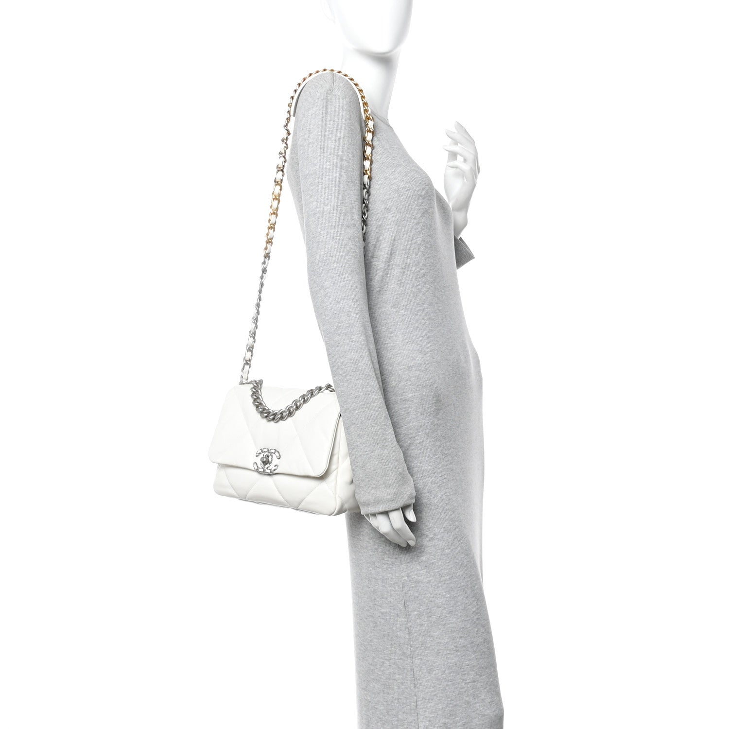 Chanel Lambskin Quilted Medium Chanel 19 Flap White White 2 of 10