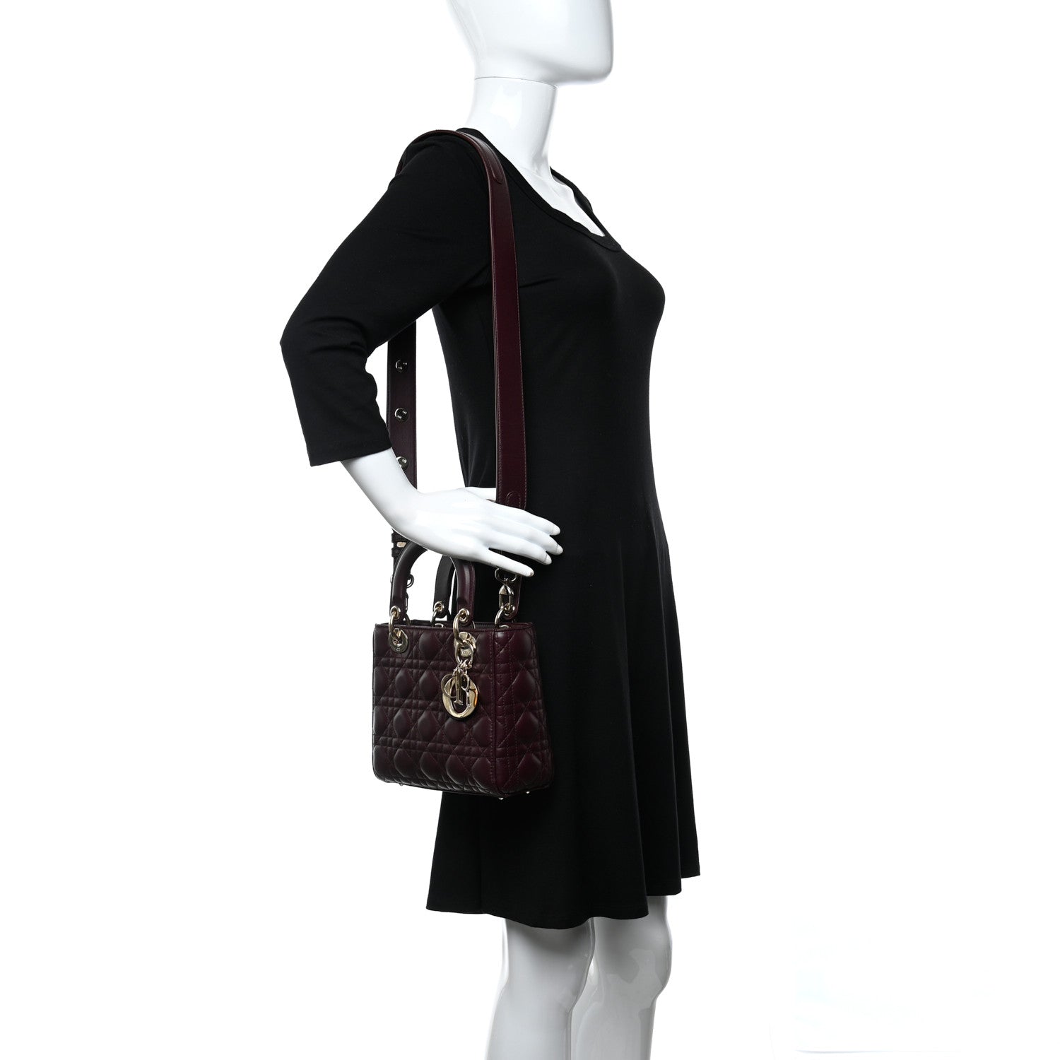 Christian Dior Lambskin Cannage Small Lucky Badges My Lady Dior Burgundy 2 of 10