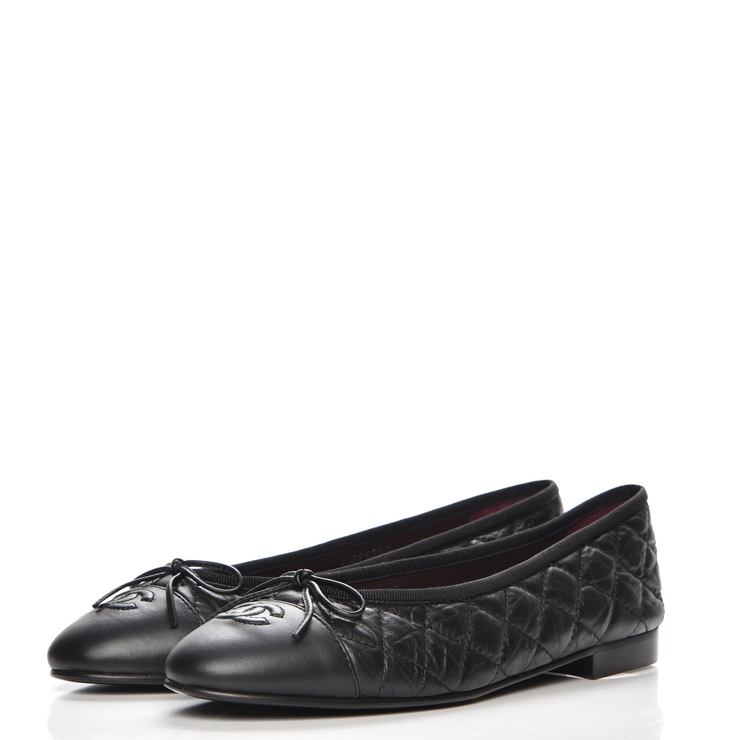 Chanel Aged Calfskin Quilted Cap Toe Ballerina Flats 39.5 Black 3 of 9