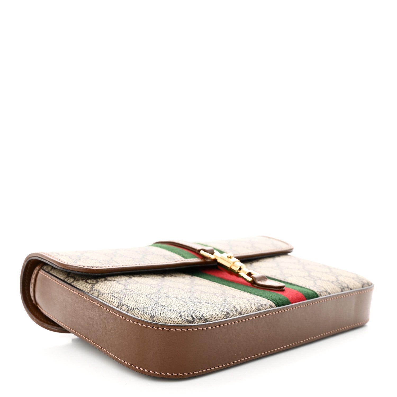 Gucci GG Supreme Monogram Azalea Calfskin Web Jackie 1961 Belt Bag 100 40 Beige Ebony Brown Sugar 4 of 11