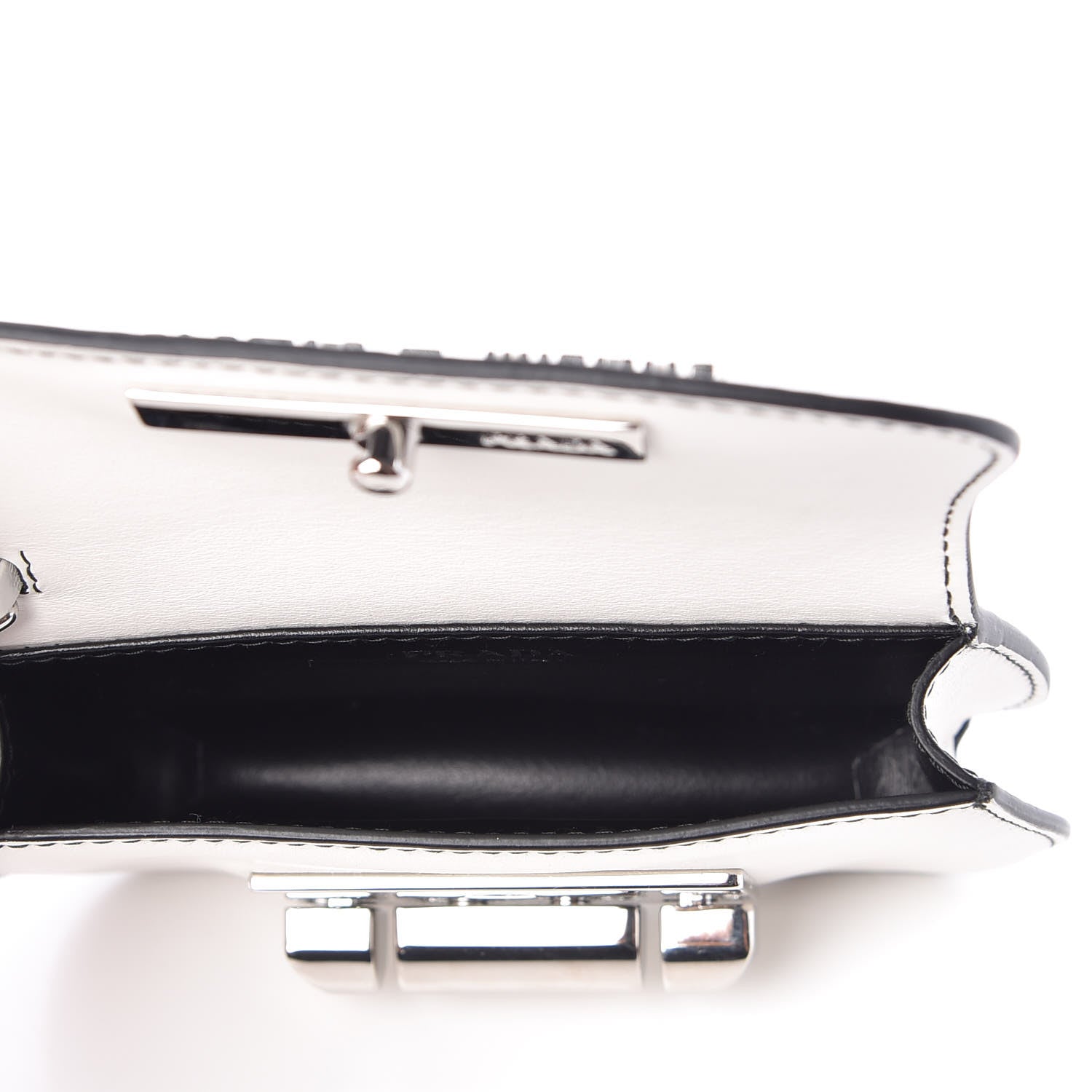 Prada City Calfskin Micro Sidonie Belt Bag 85 34 White Black 5 of 6