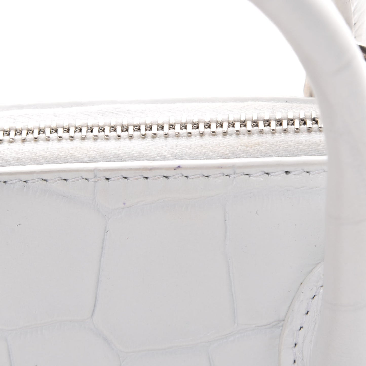 Calfskin Crocodile Embossed XXS Ville Top Handle Bag White Black