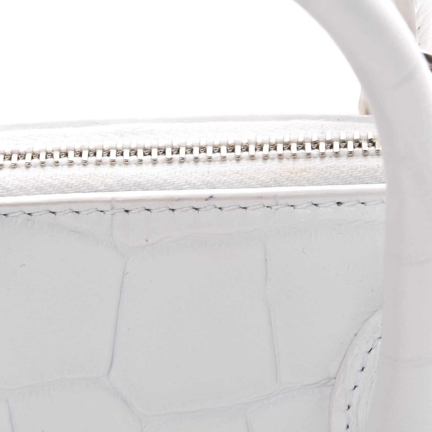 Balenciaga Calfskin Crocodile Embossed XXS Ville Top Handle Bag White Black 10 of 12