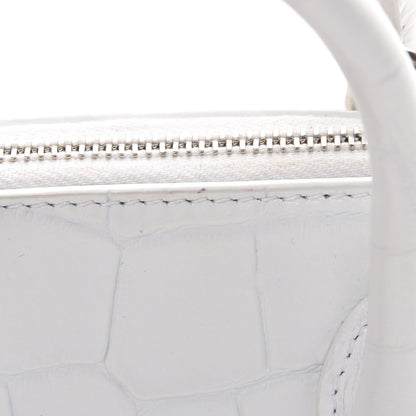 Balenciaga Calfskin Crocodile Embossed XXS Ville Top Handle Bag White Black 10 of 12