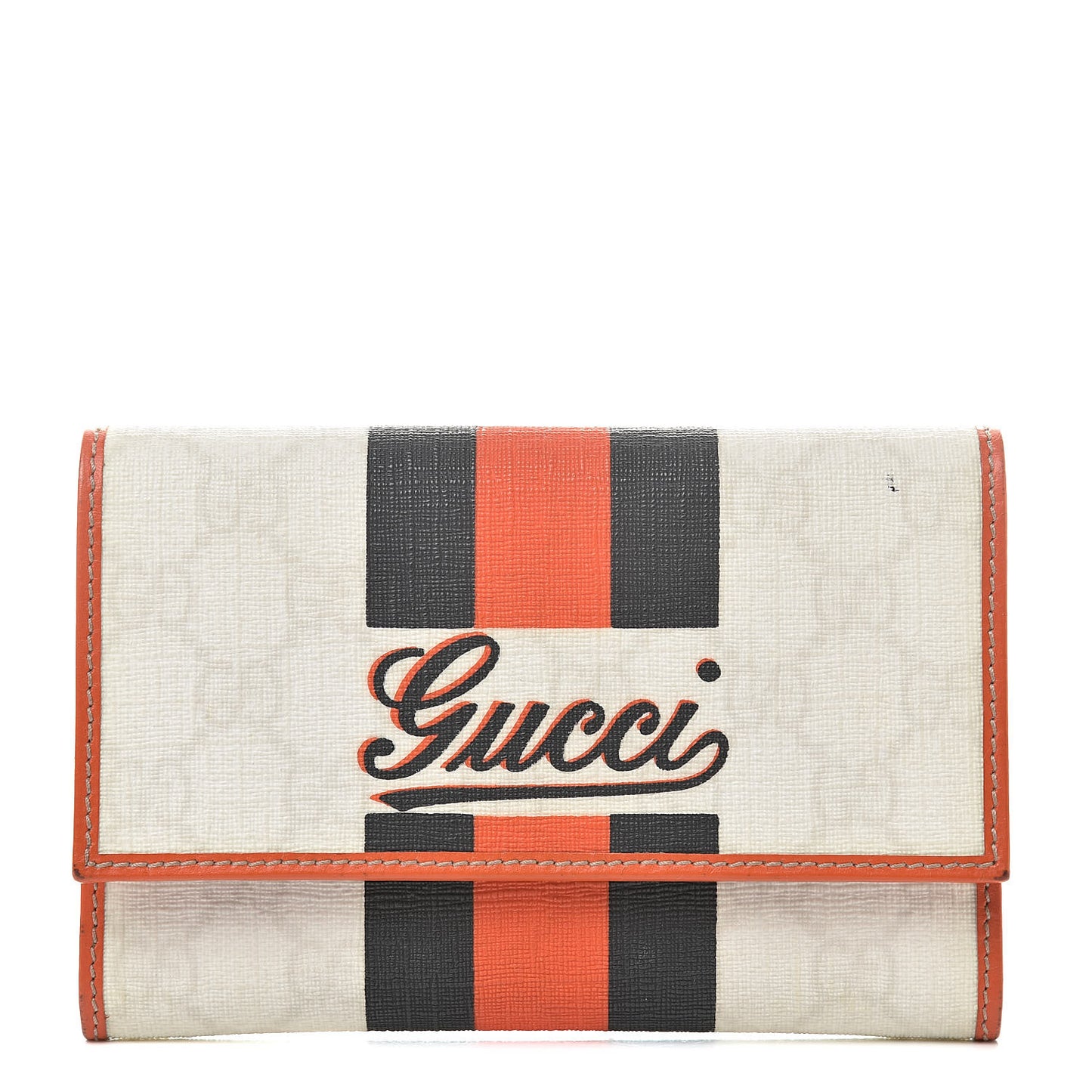 GG Plus Monogram Web Stripe Joy Card Case Wallet Orange White