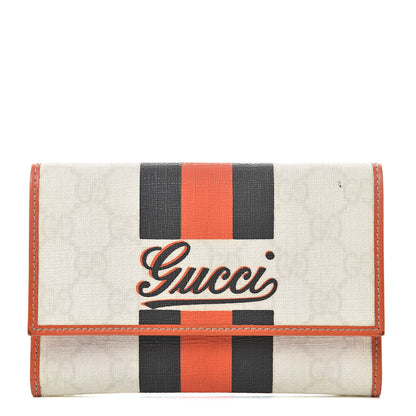 Gucci GG Plus Monogram Web Stripe Joy Card Case Wallet Orange White 1 of 15