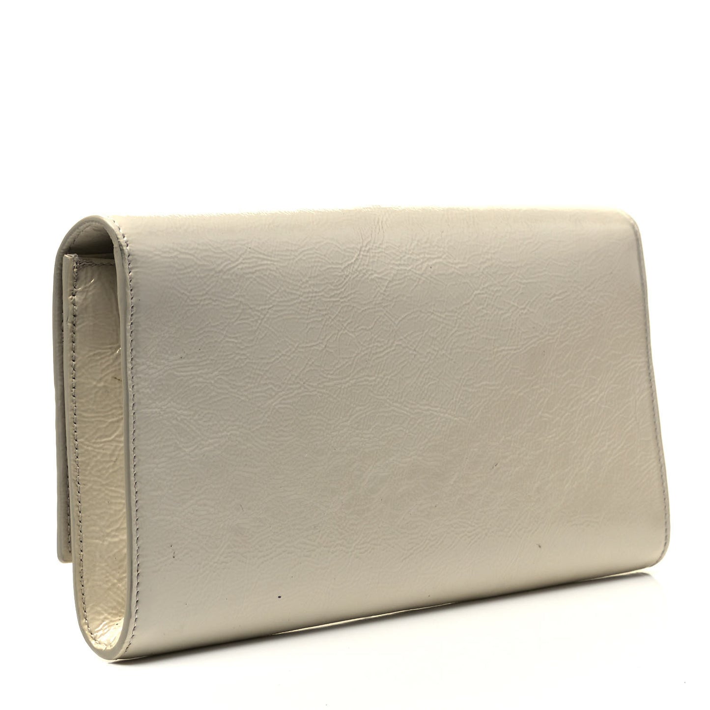 Patent Calfskin Large Belle De Jour Clutch Off White