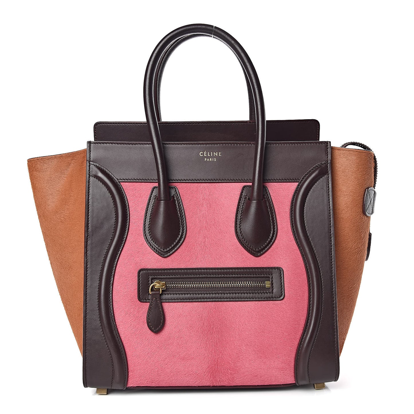 Pony Hair Smooth Calfskin Micro Tri-Color Luggage Pink