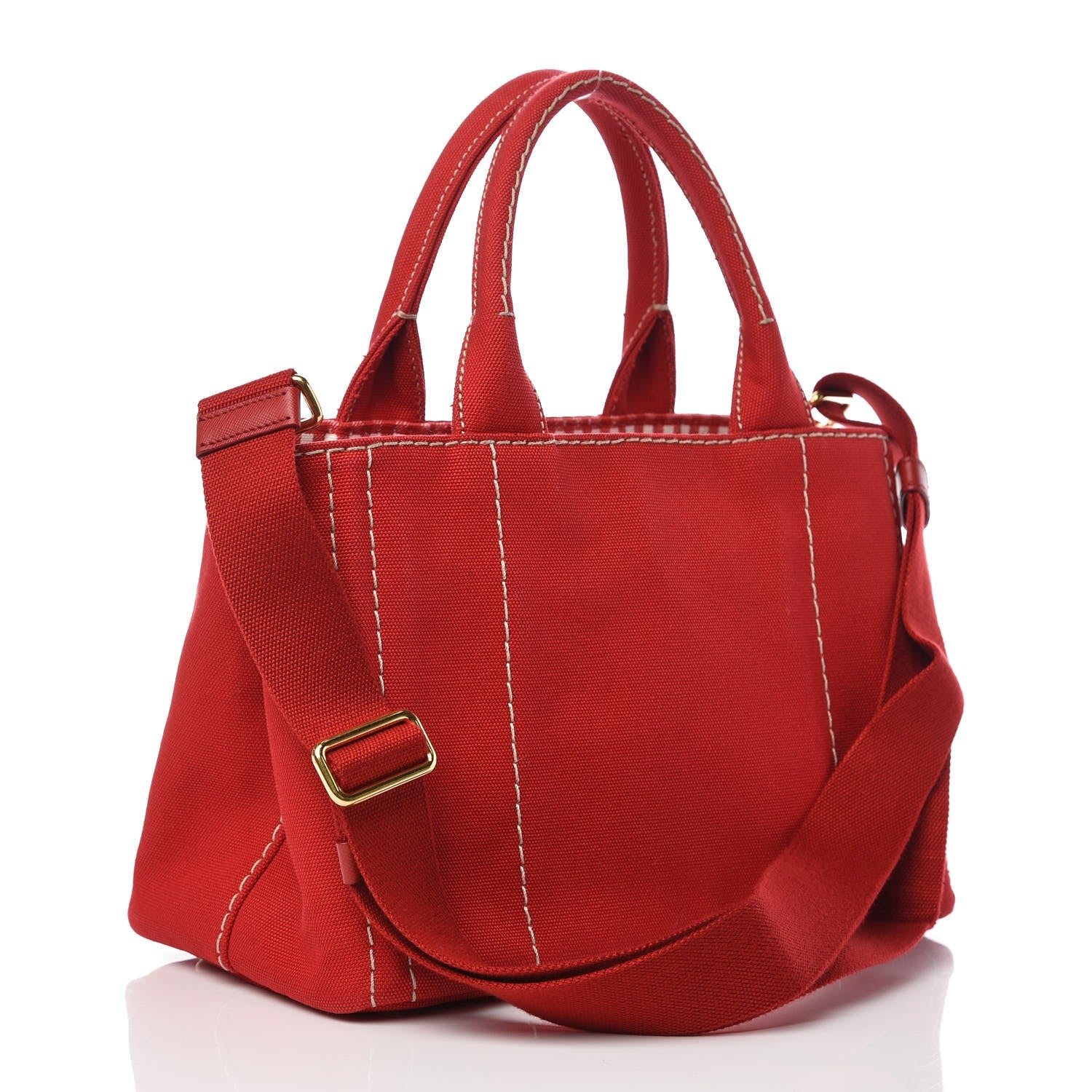 Prada Canapa Small Logo Tote Rosso 4 of 9