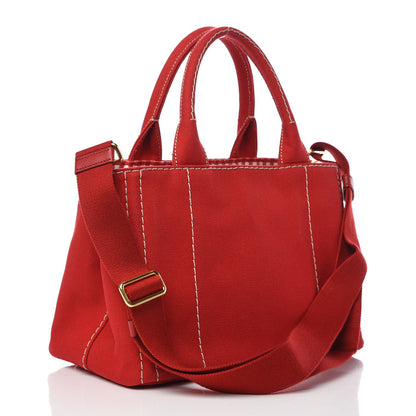 Prada Canapa Small Logo Tote Rosso 4 of 9
