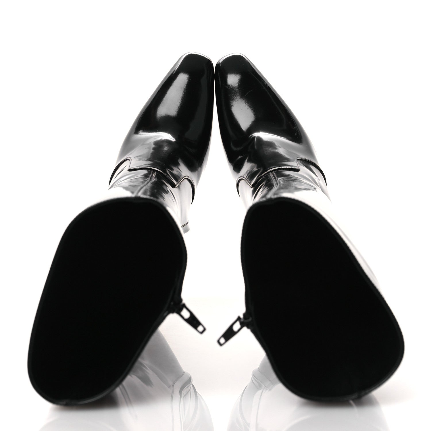 Saint Laurent Glazed Calfskin Auteuil 105mm Zip Boots 38 Black 2 of 13