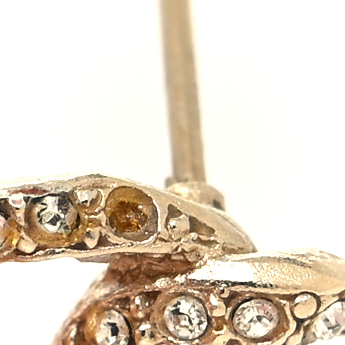 Crystal Twisted CC Earrings Gold