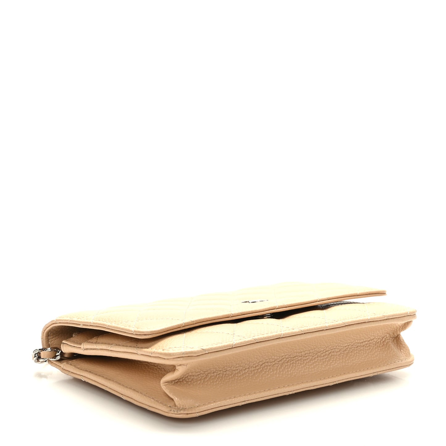 Caviar Quilted Wallet On Chain WOC Beige