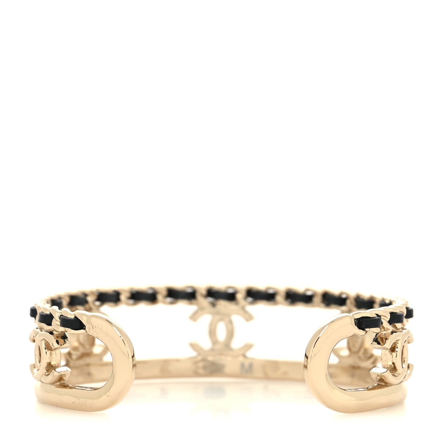 Metal Lambskin Chain CC Bracelet M Gold