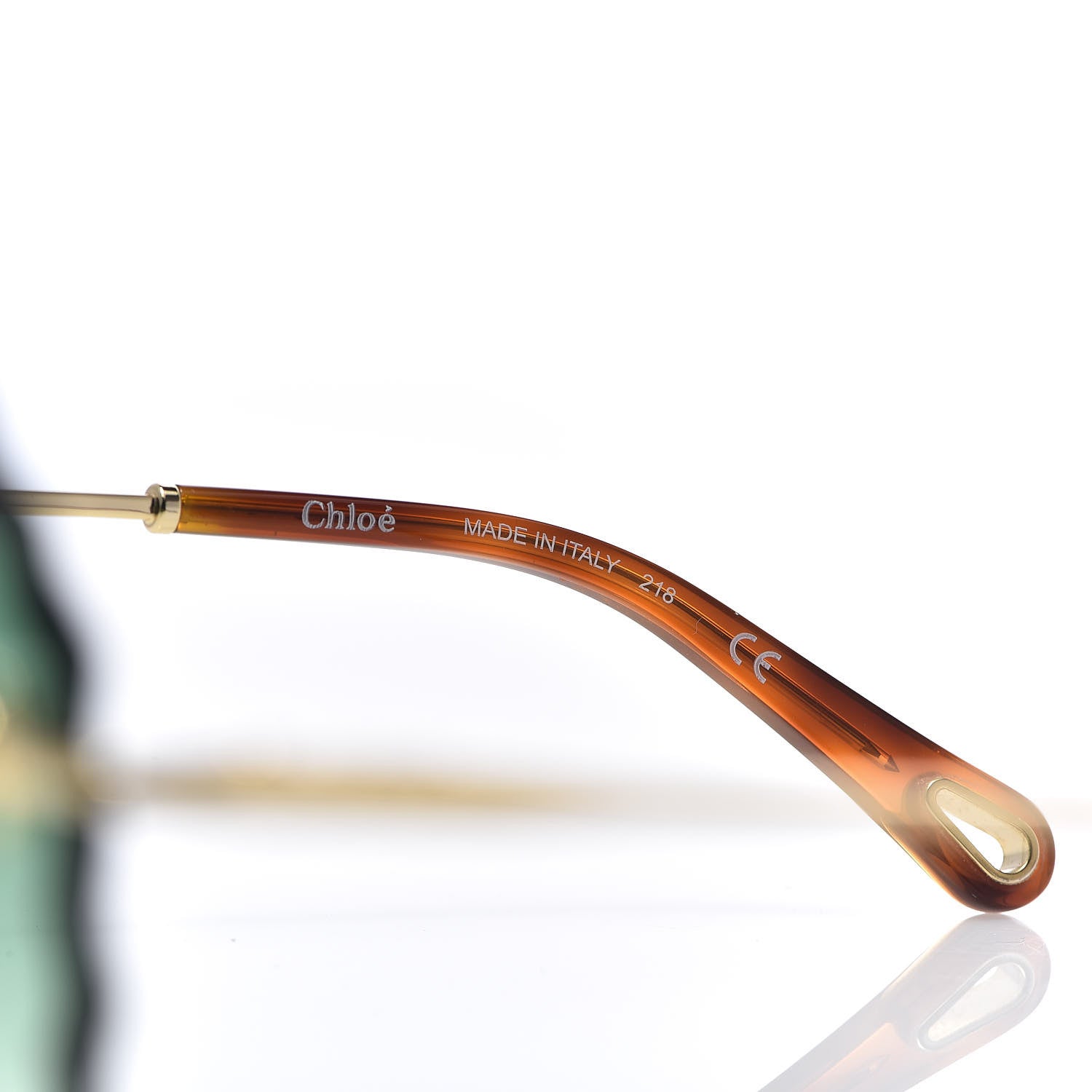 Chloe Rosie Bevelled Round Sunglasses CE142S Gold Gradient Green 6 of 7