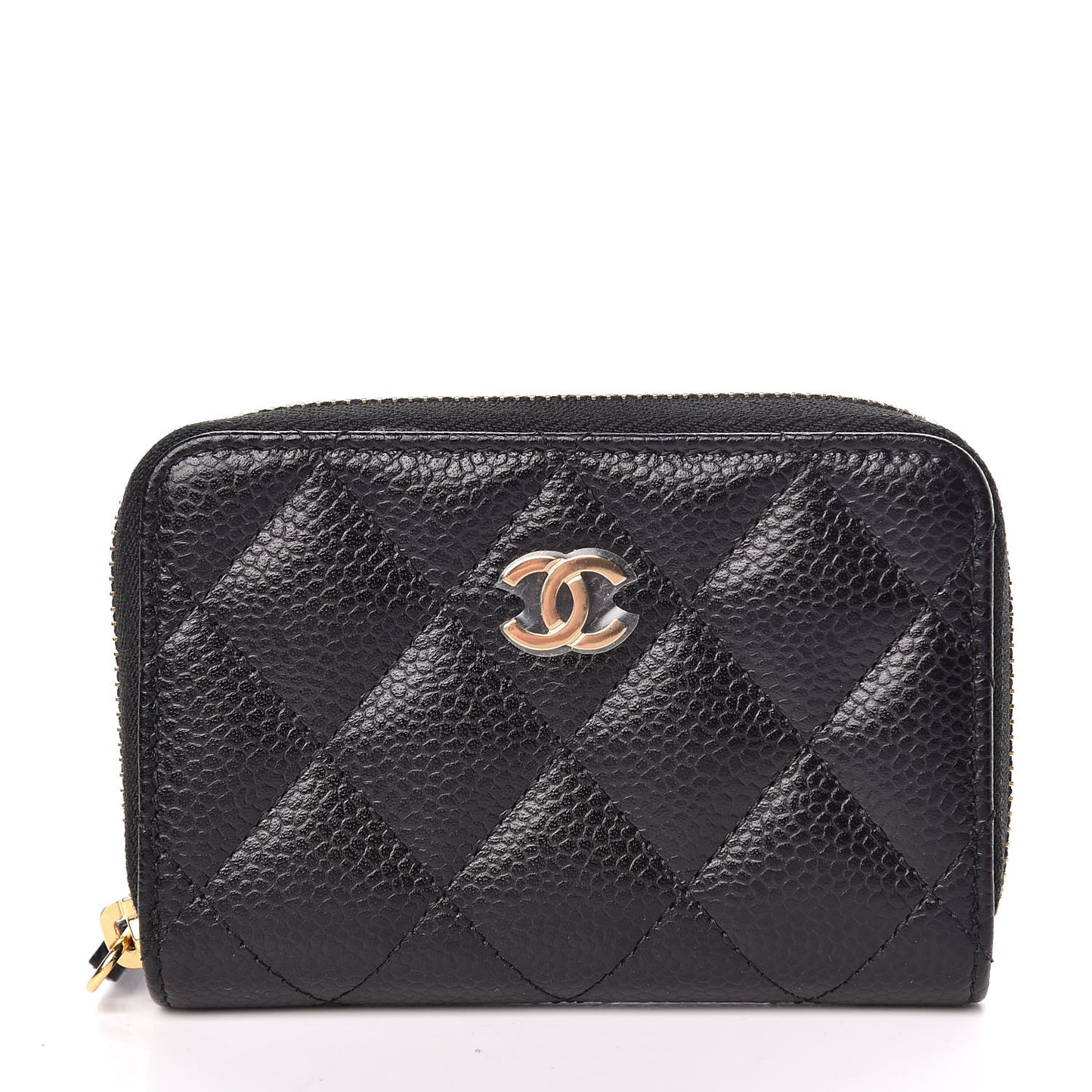 Caviar Quilted Zip Coin Purse Black