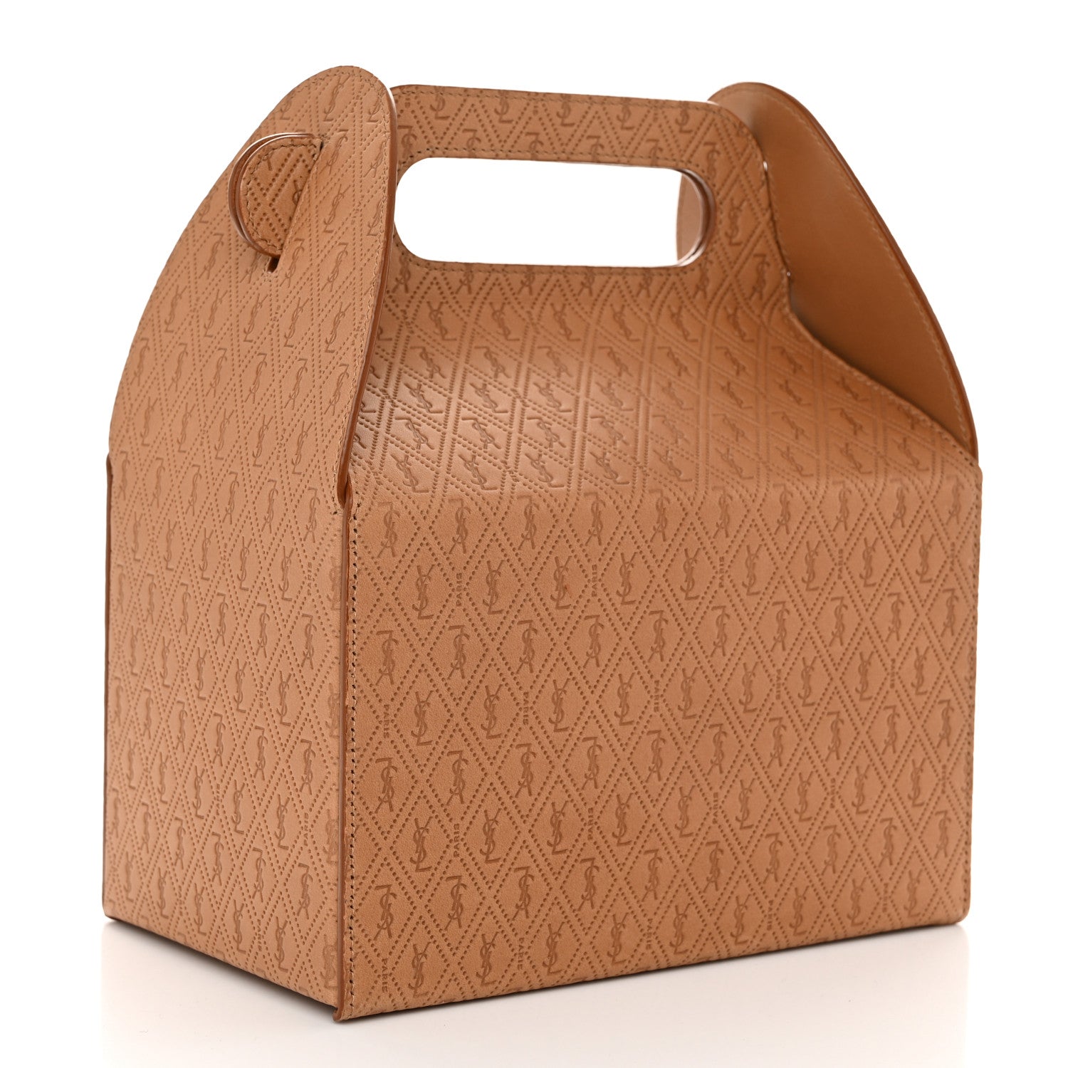 Saint Laurent Calfskin Monogram Take Away Box Dusty Vintage Brown Gold 3 of 12