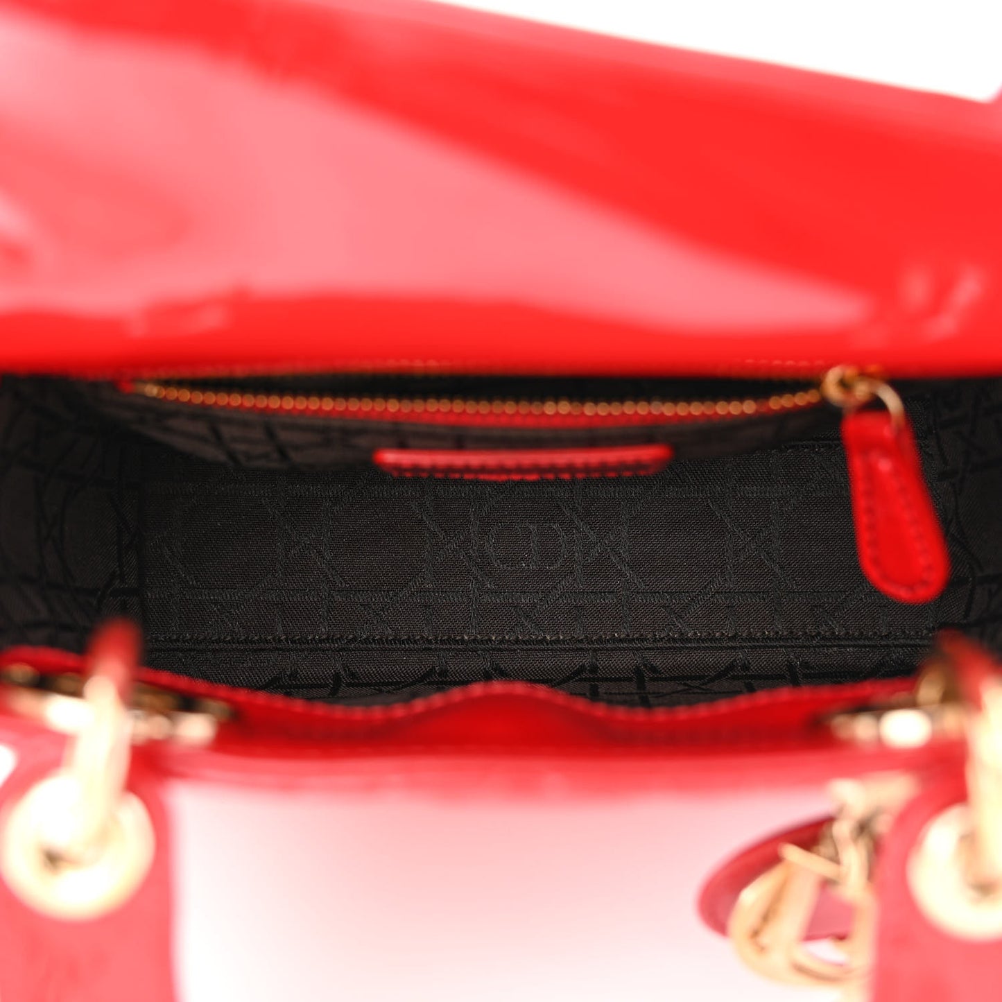 Patent Cannage Mini Lady Dior Red