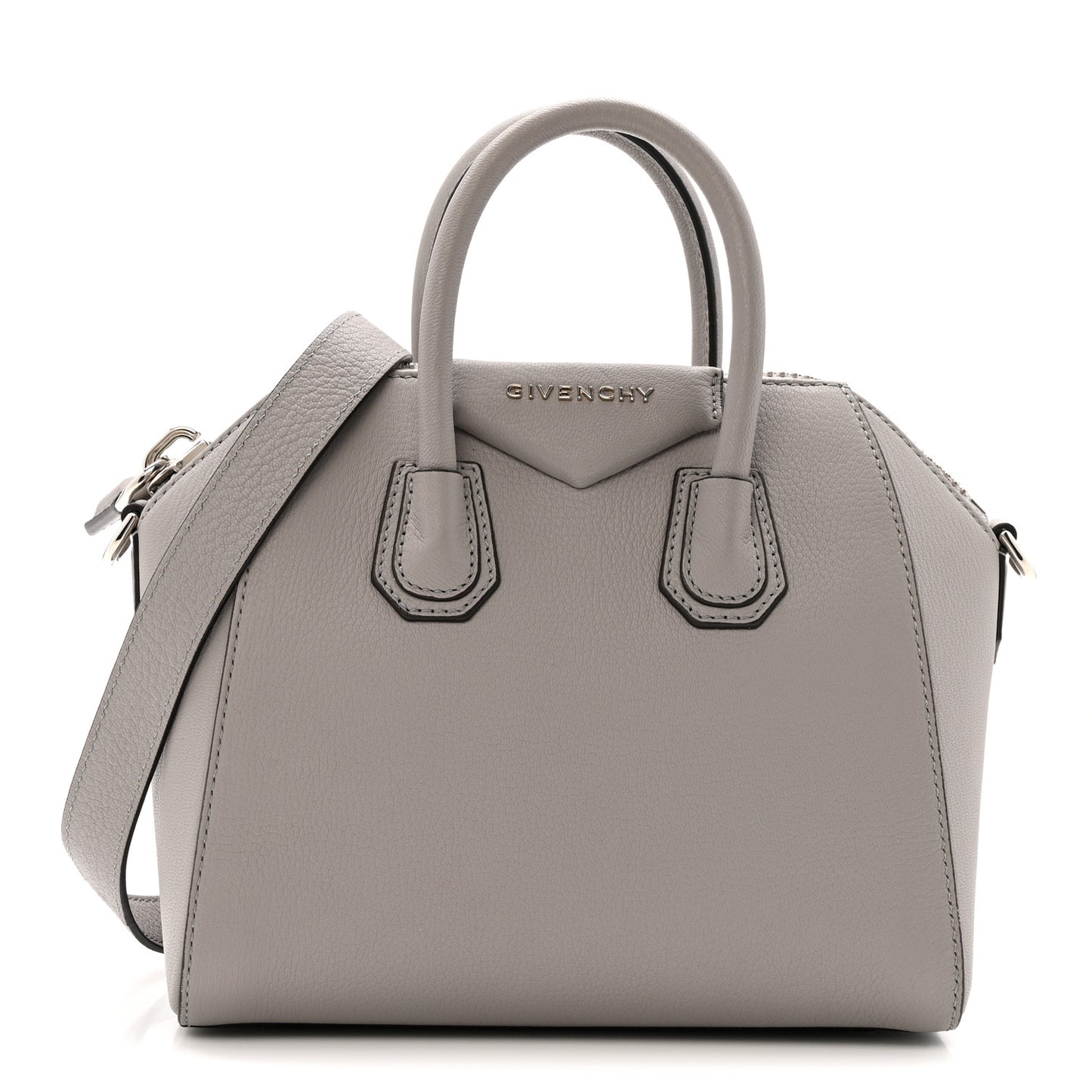 Sugar Goatskin Mini Antigona Pearl Grey