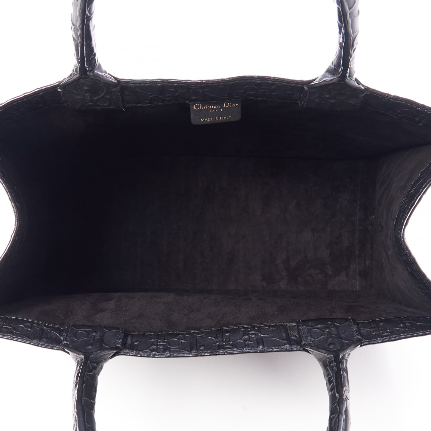 Oblique Calfskin Embossed Medium Book Tote Black