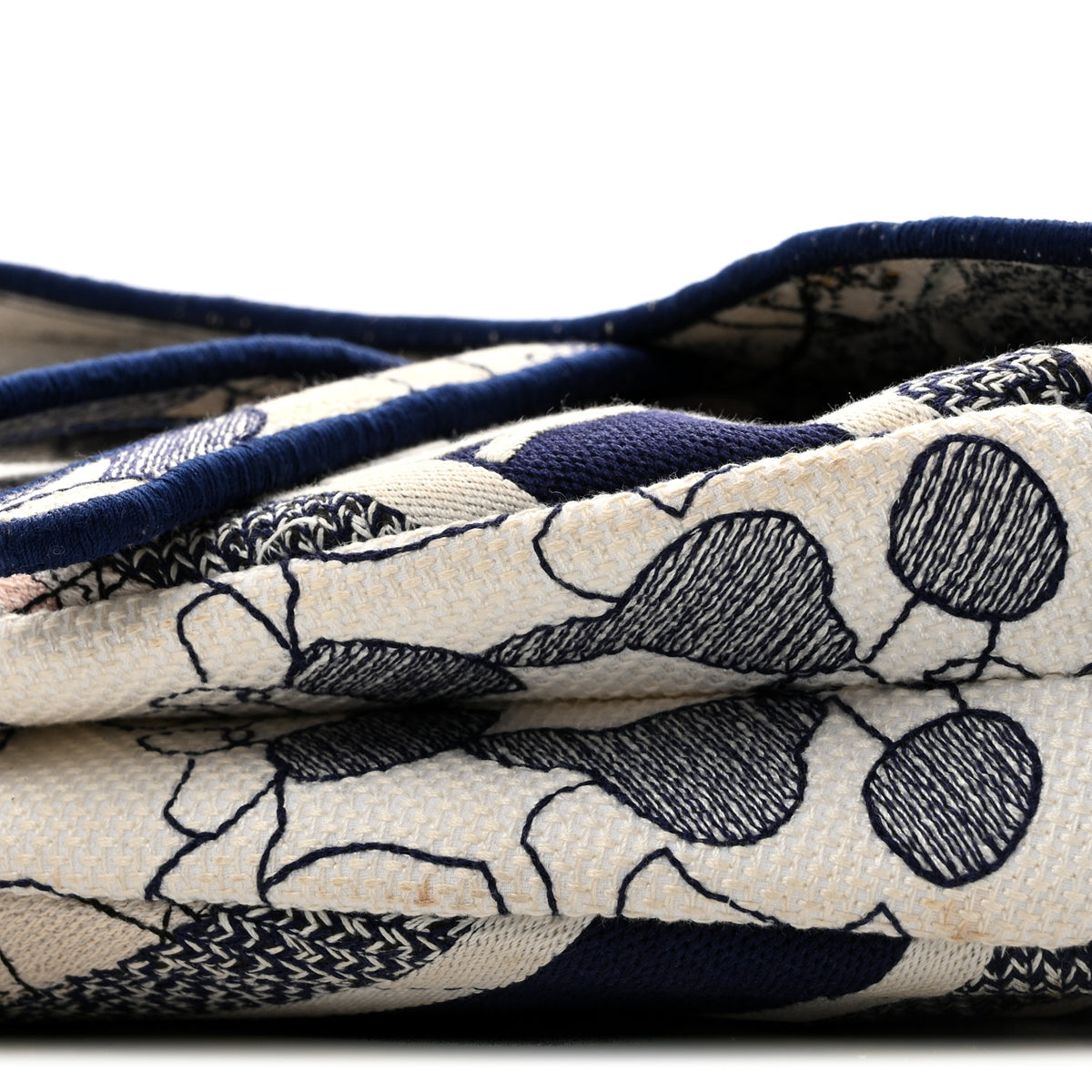 Canvas Embroidered Around the World Saddle Bag Blue
