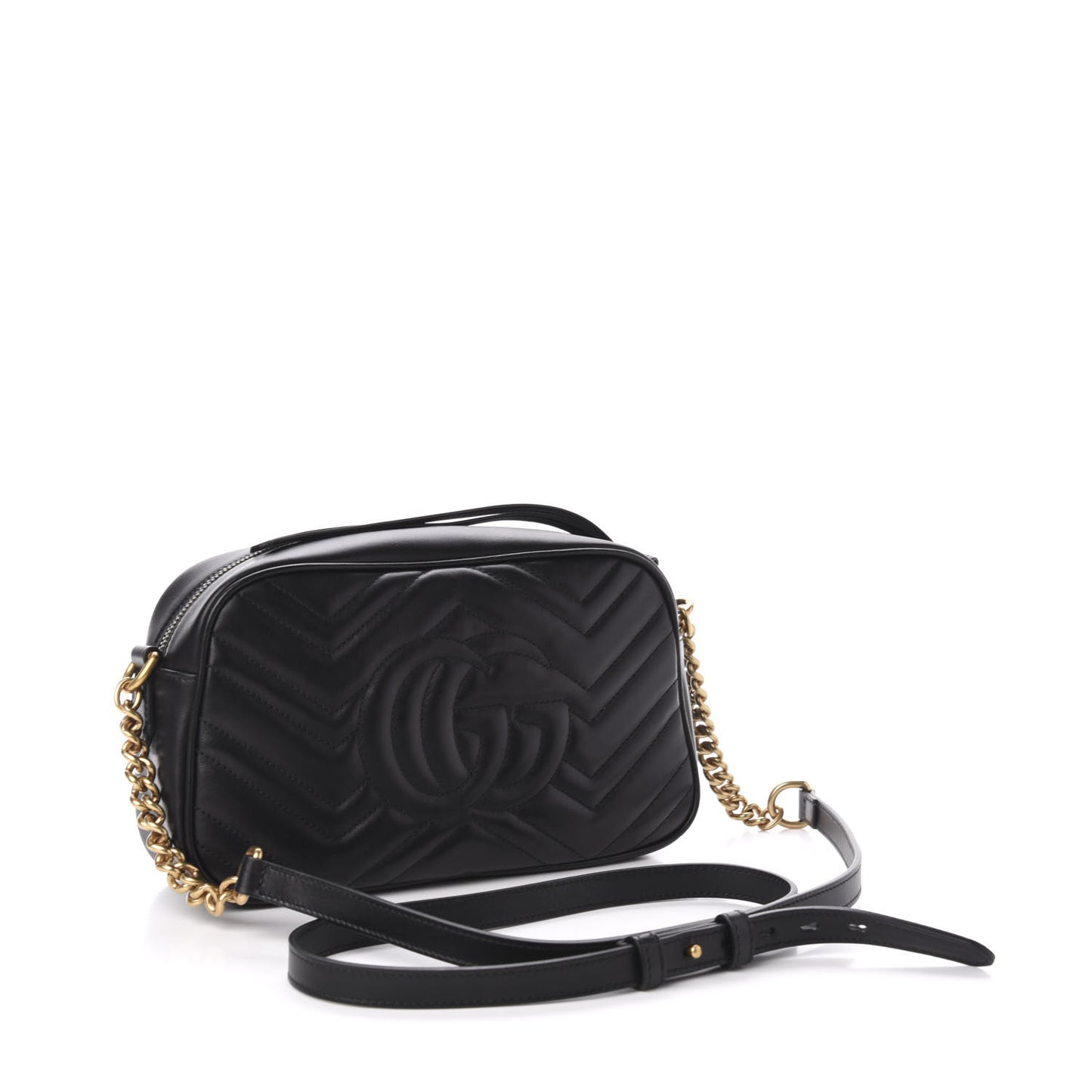 Calfskin Matelasse Small GG Marmont Chain Shoulder Bag Black