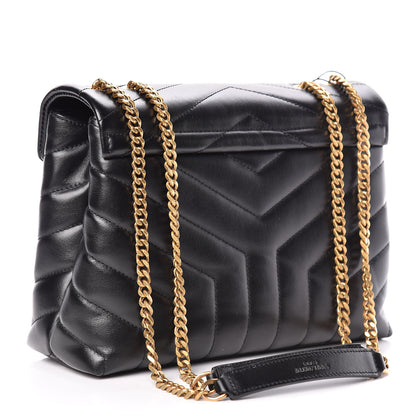 Saint Laurent Calfskin Y Quilted Monogram Small Loulou Chain Satchel Black 3 of 10