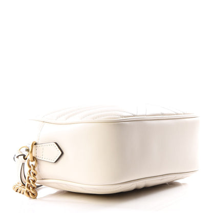 Gucci Calfskin Matelasse Small GG Marmont Chain Shoulder Bag White 3 of 11