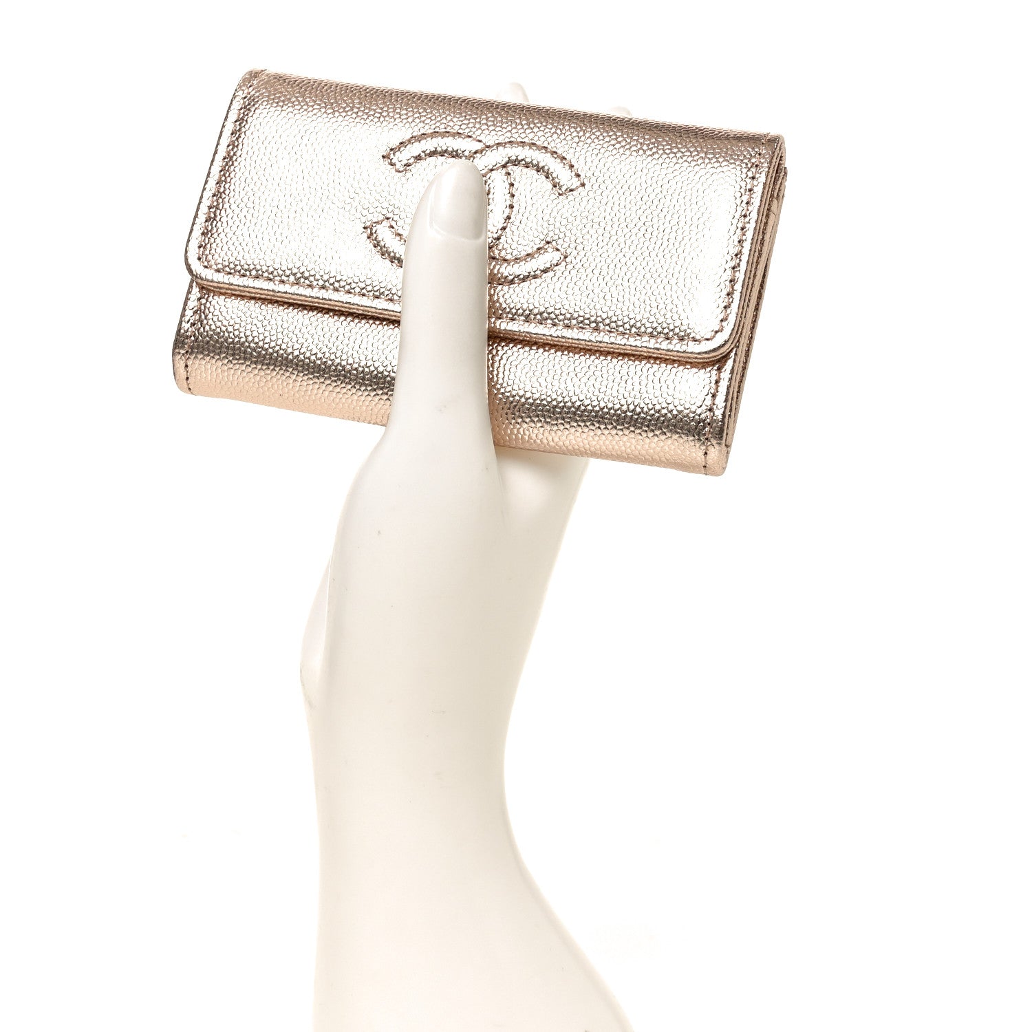 Chanel Metallic Caviar Quilted CC Flap Card Holder Copper 2 of 8