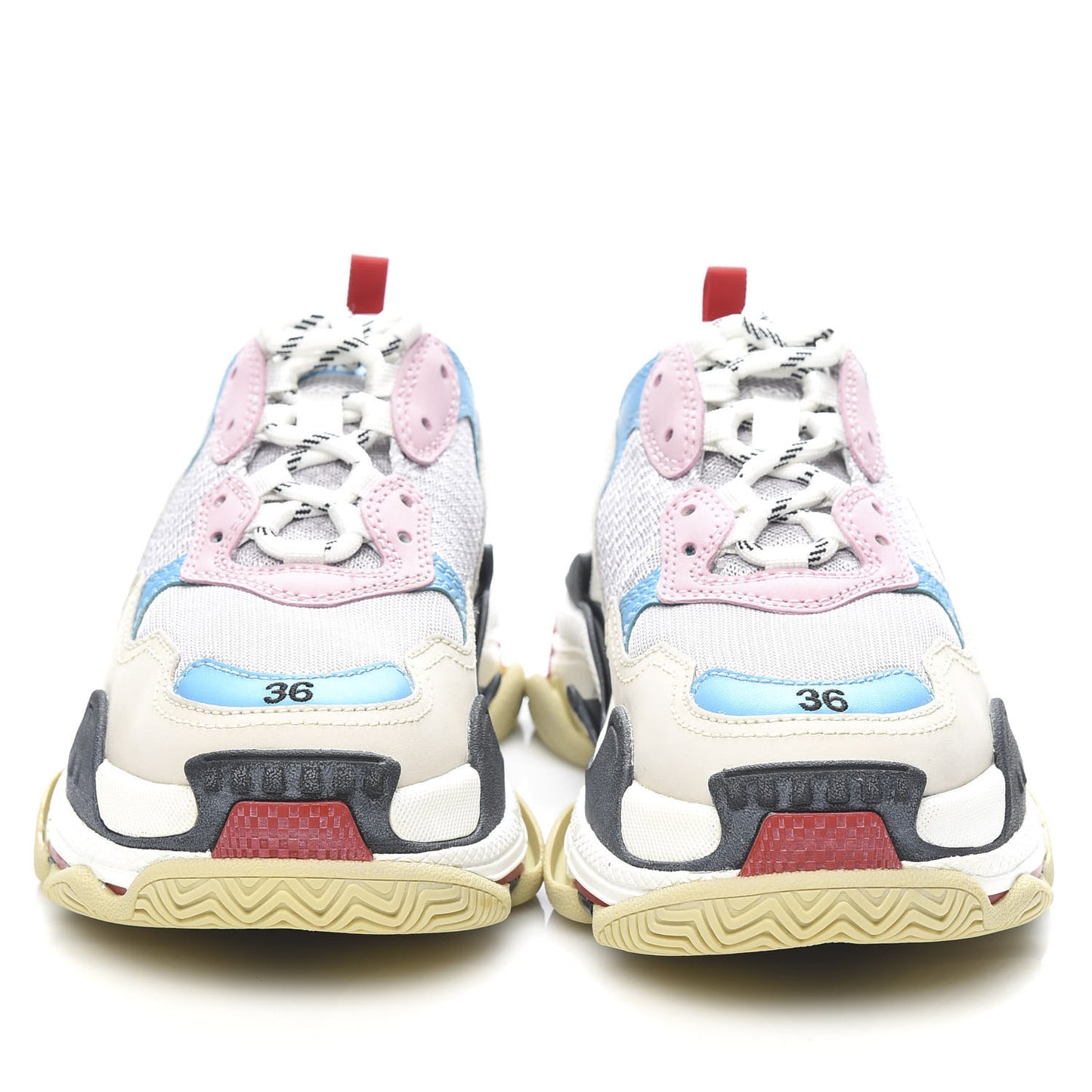 Fabric Mesh Womens Triple S Sneakers 36 White Blue Pink