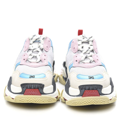Balenciaga Fabric Mesh Womens Triple S Sneakers 36 White Blue Pink 2 of 7
