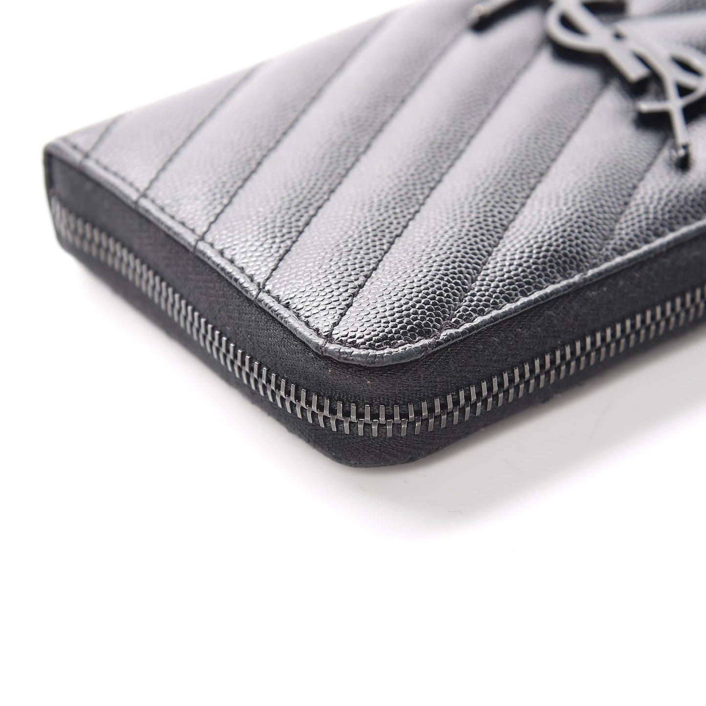 Grain De Poudre Matelasse Chevron Monogram Zip Around Wallet Black
