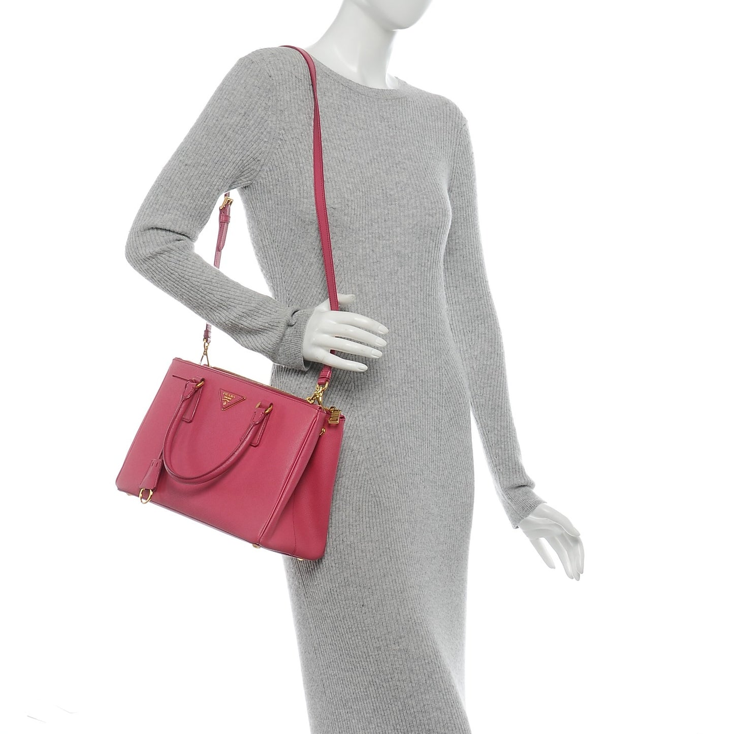 Saffiano Small Galleria Double Zip Tote Peonia