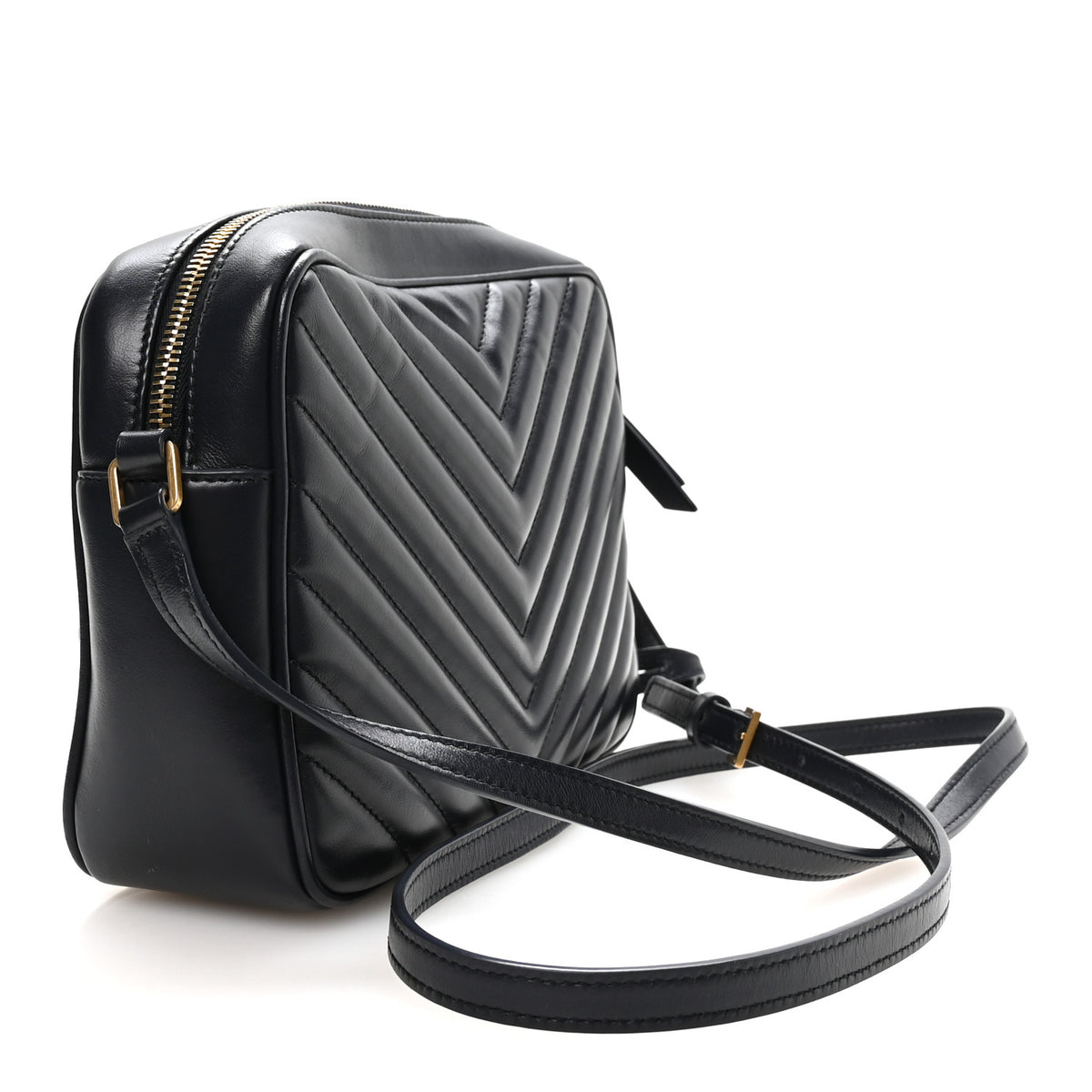 Saint Laurent Calfskin Matelasse Monogram Lou Camera Bag Navy 3 of 11