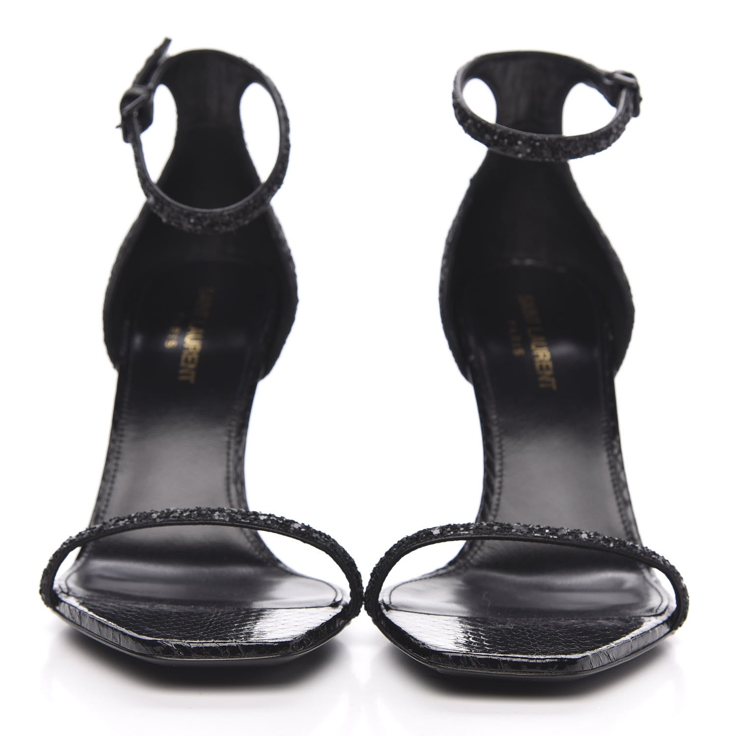 Saint Laurent Glitter Opyum Sandals 38.5 Black 2 of 8