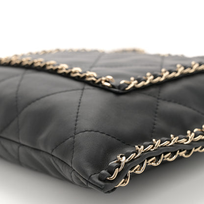 Chanel Calfskin Quilted Chain Flat Tote Black 10 of 10