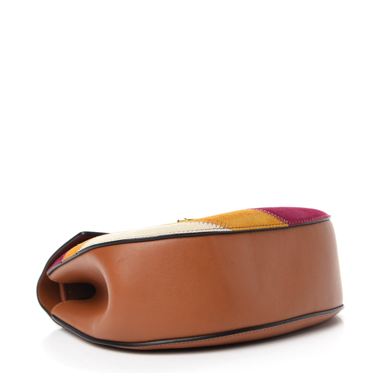 Chloe Calfskin Suede Rainbow Patchwork Drew Shoulder Bag Caramel 4 of 10