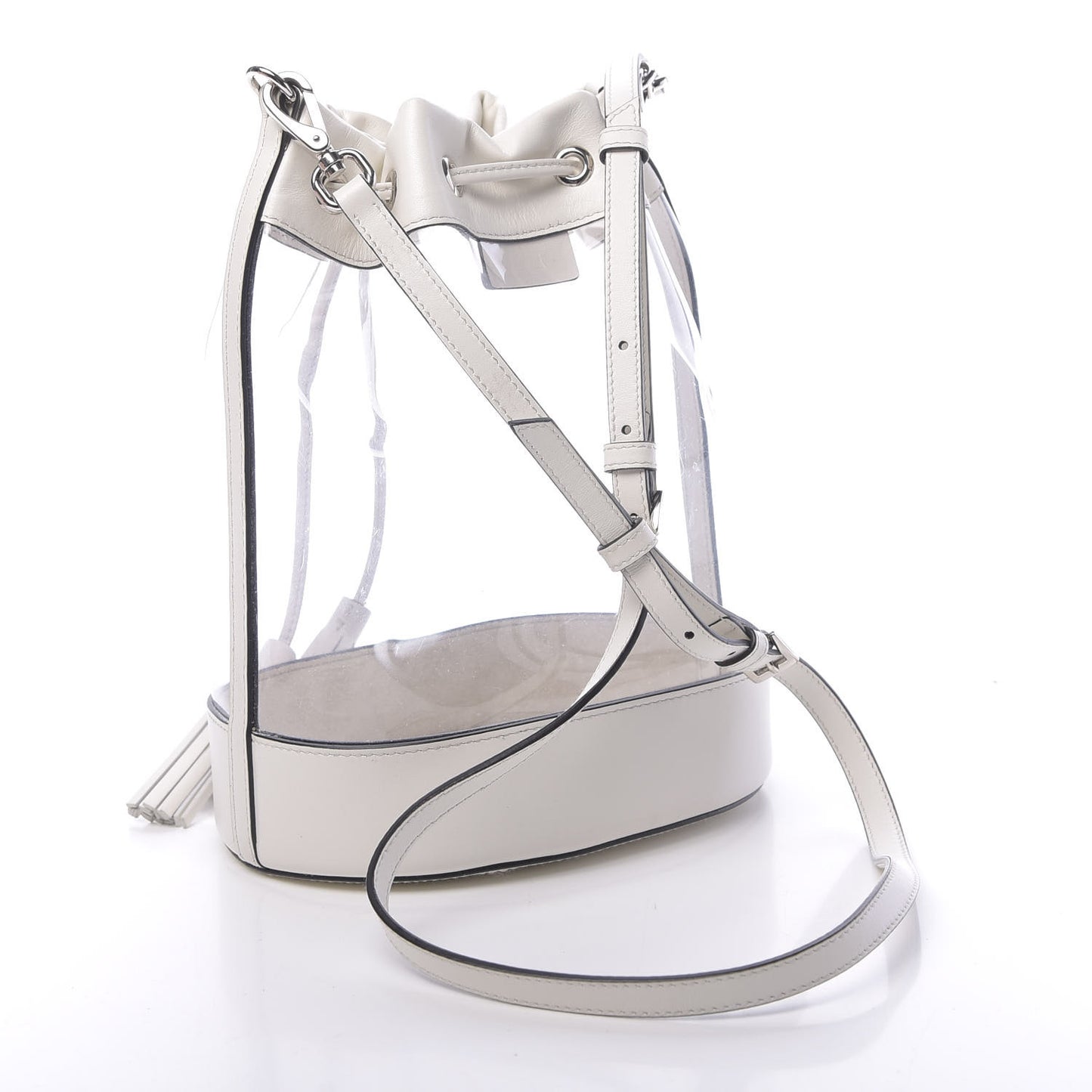 Transparent Drawstring Bucket Bag White