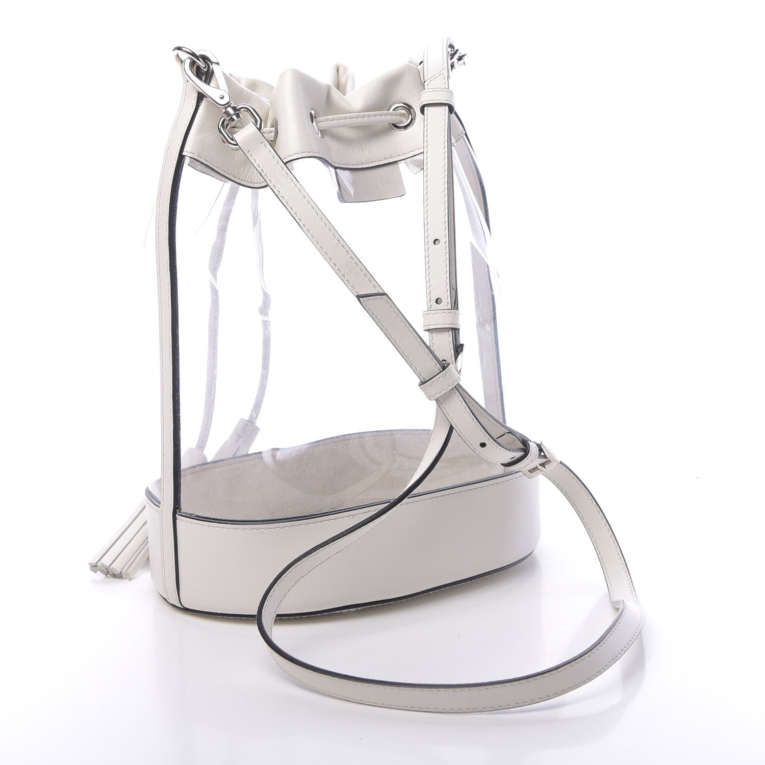 Miu Miu Transparent Drawstring Bucket Bag White 4 of 10