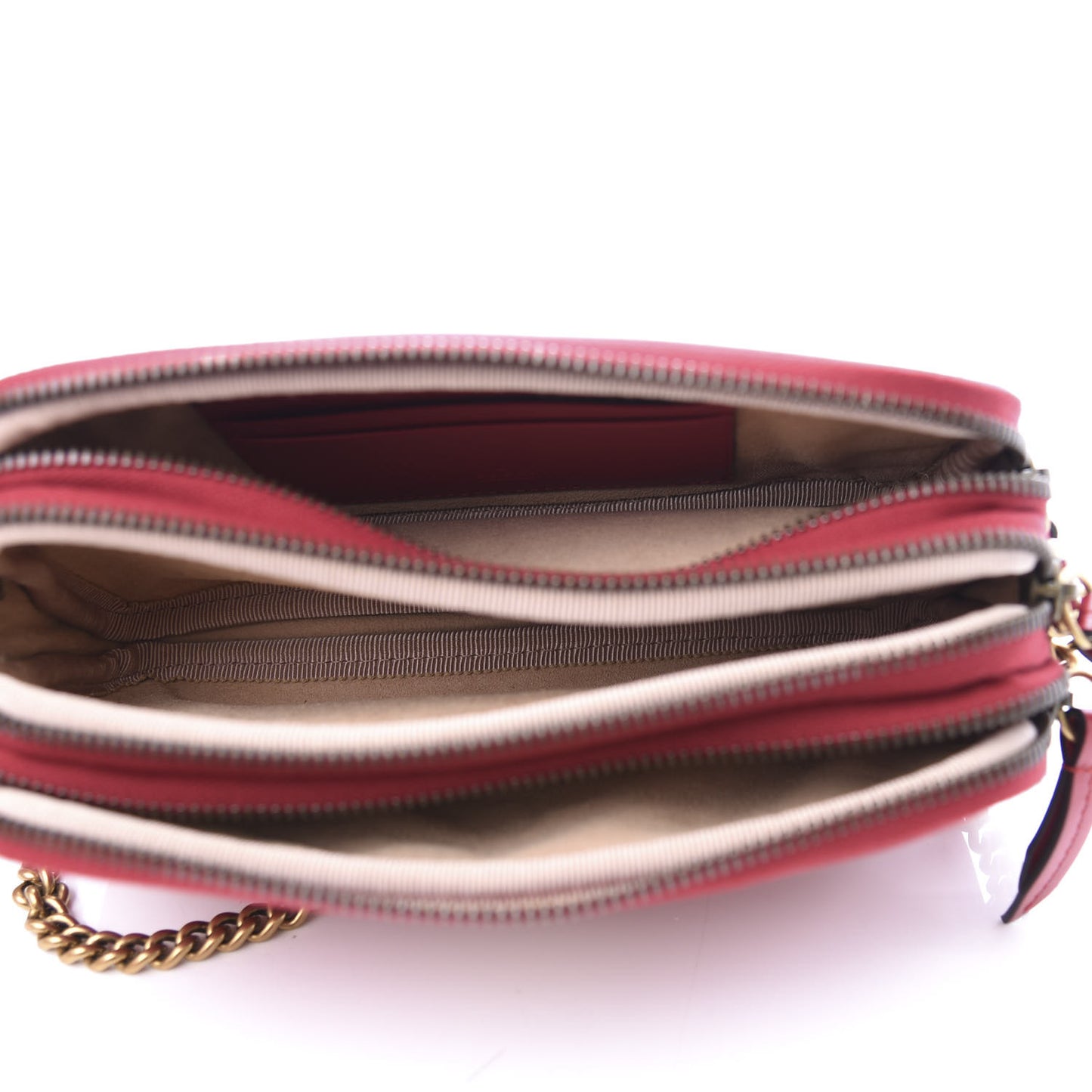 Calfskin Matelasse Mini GG Marmont Chain Crossbody Bag Hibiscus Red